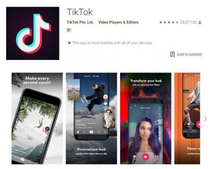 抖音及海外版Tik Tok 2019年首季新增用戶達1.88億,按年大增70%。資料圖片 抖音及海外版Tik Tok 2019年首季新增用戶達1.88億,按年大增70%。資料圖片