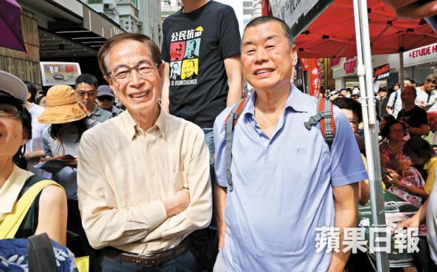 李柱銘及黎智英認為要有更多市民站出來反抗惡法守護香港。謝榮耀攝 李柱銘及黎智英認為要有更多市民站出來反抗惡法守護香港。謝榮耀攝