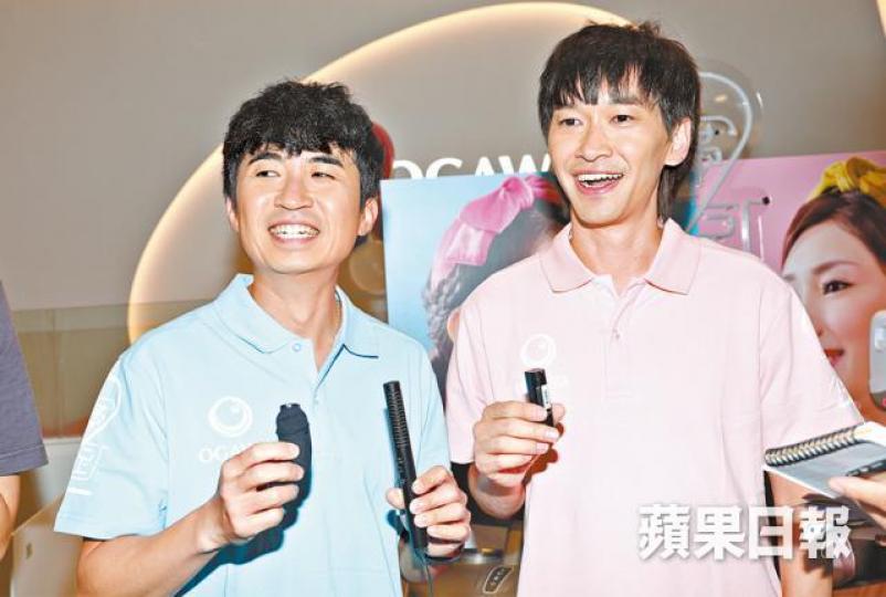 艾粒昨日擔任代言產品一日店長，二人重提拍廣告時要扮女人。