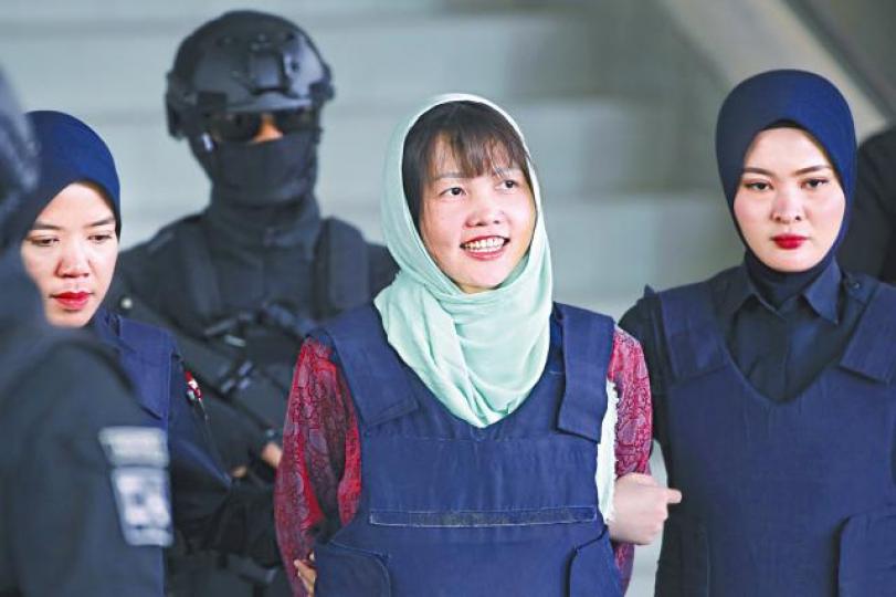 段詩香(中)刑滿獲大馬釋放。 段詩香(中)刑滿獲大馬釋放。