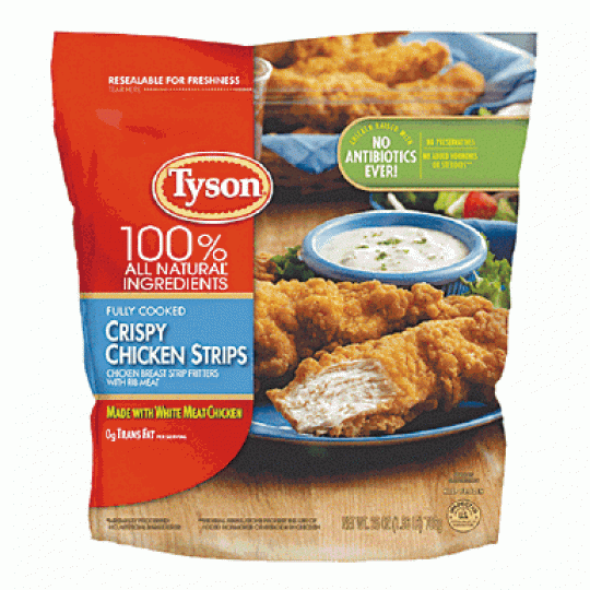 食安中心呼籲停止食用的兩款美國熟雞塊之一,Tyson fully cooked Crispy Chicken Strips。 食安中心呼籲停止食用的兩款美國熟雞塊之一,Tyson fully cooked Crispy Chicken Strips。