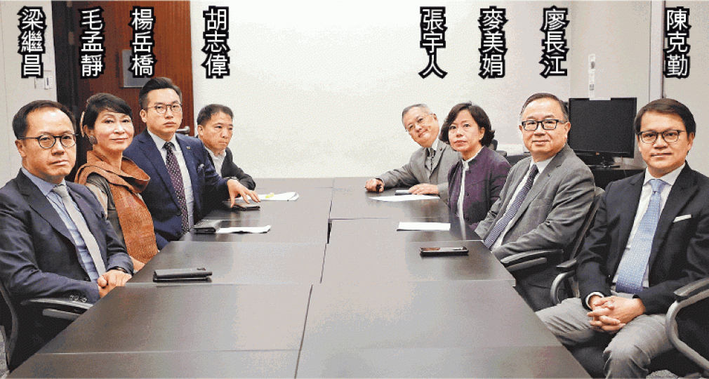 民主派和建制派代表昨會面,惟20分鐘後泛民先行離場。許頌明攝 民主派和建制派代表昨會面,惟20分鐘後泛民先行離場。許頌明攝