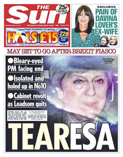 不少英報章頭版刊登了文翠珊眼泛淚光照片。 不少英報章頭版刊登了文翠珊眼泛淚光照片。