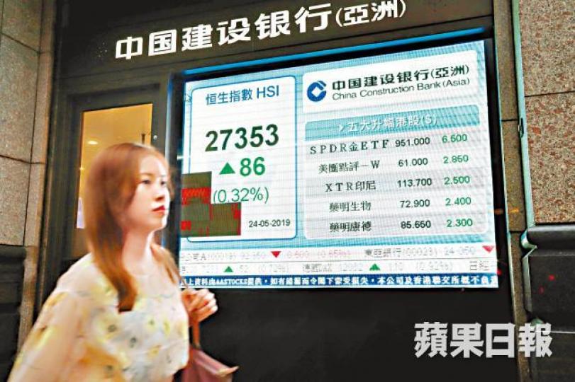 港股昨高開101點後升幅收窄,收市升86點。譚德潤攝 港股昨高開101點後升幅收窄,收市升86點。譚德潤攝