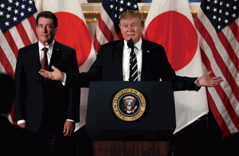 特朗普昨天在晚餐會發表講話,向日本商界表示要令美日貿易更公平。 特朗普昨天在晚餐會發表講話,向日本商界表示要令美日貿易更公平。