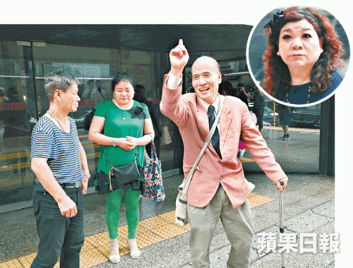 左起:被告全展宏、湯桂好、陳斯紹被指向事主陳美華(圓圖)淋潑腐液,獲不提證供起訴。 左起:被告全展宏、湯桂好、陳斯紹被指向事主陳美華(圓圖)淋潑腐液,獲不提證供起訴。