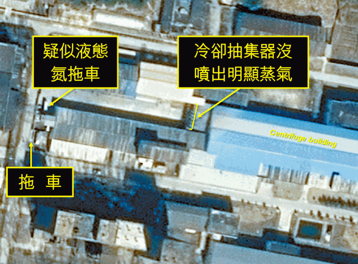 北韓寧邊園區疑有液態氮儲罐拖車出入。 北韓寧邊園區疑有液態氮儲罐拖車出入。
