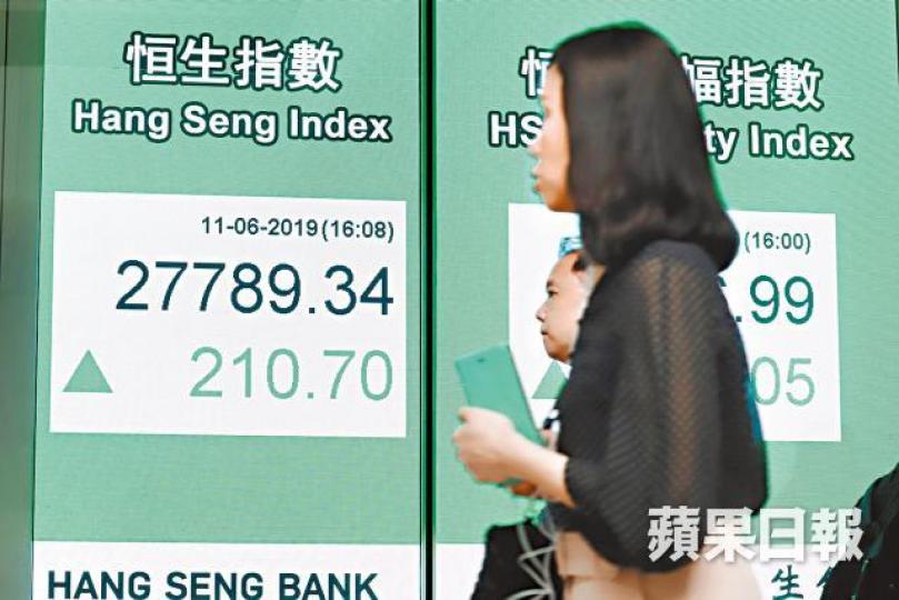 港股重上250天線,昨收報27789點。譚德潤攝
港股重上250天線,昨收報27789點。譚德潤攝